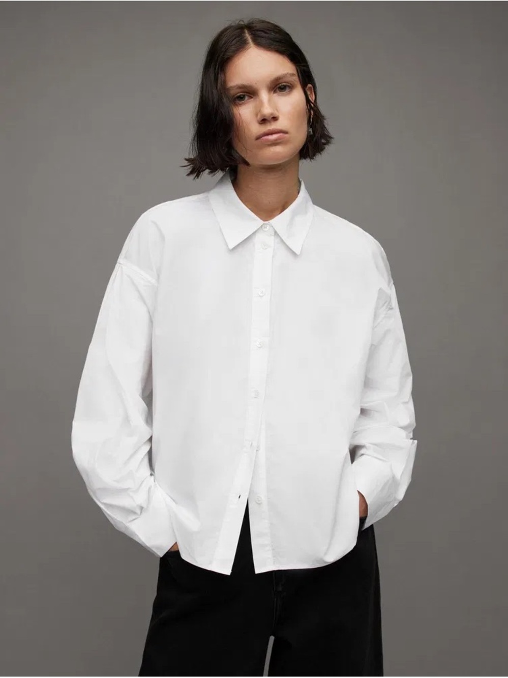 All Saints Relaxed Button-Down Cutout Shirt